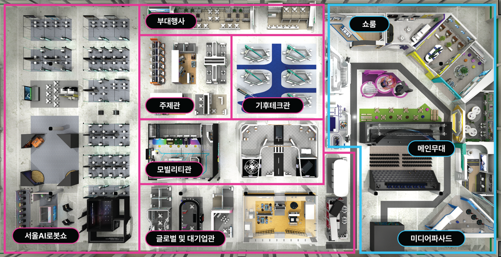 메인 전시관 조감도 및 주요 구성
