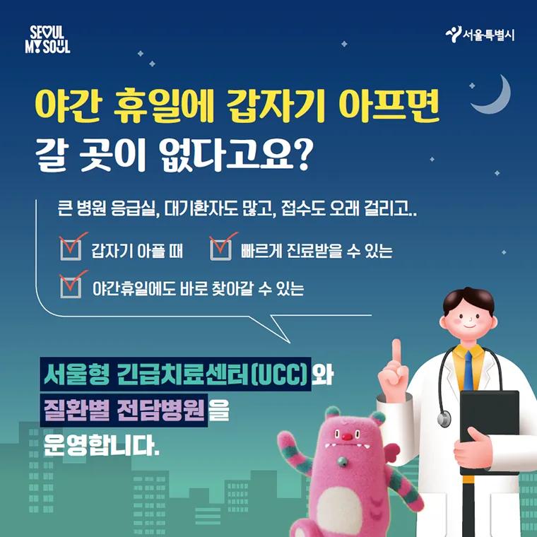 서울시가 서울형 긴급치료센터와 질환별 전담병원을 운영합니다.