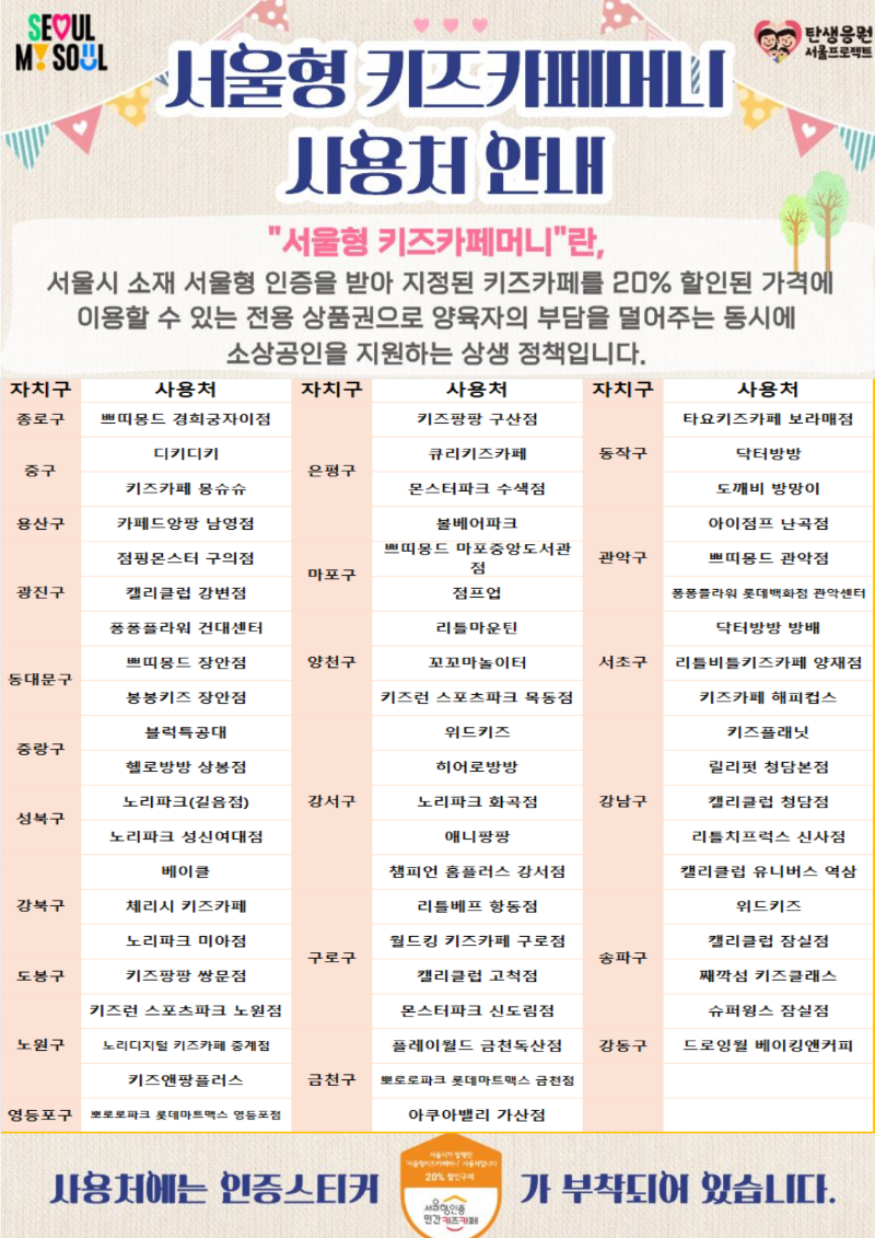 서울형 키즈카페머니 포스터