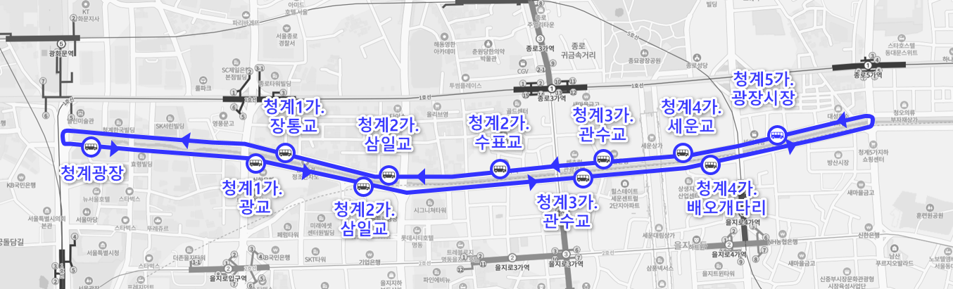 청계 A01 자율주행버스 노선도